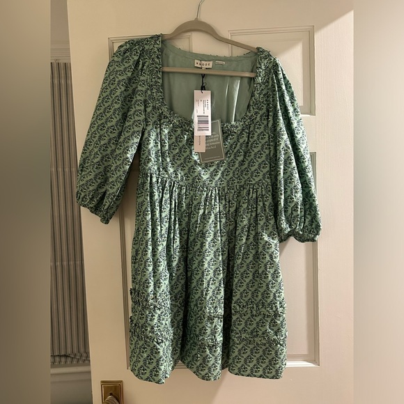 RHODE Daya Smocked Cotton Printed Mini Dress - Picture 4 of 6